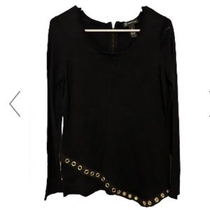 INC Black Sweater w/Gold Rivet Trim on Bottom